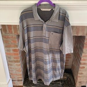 𝅺travis Mathew’s Striped Grey Polo Shirt like new XL blokecore golf